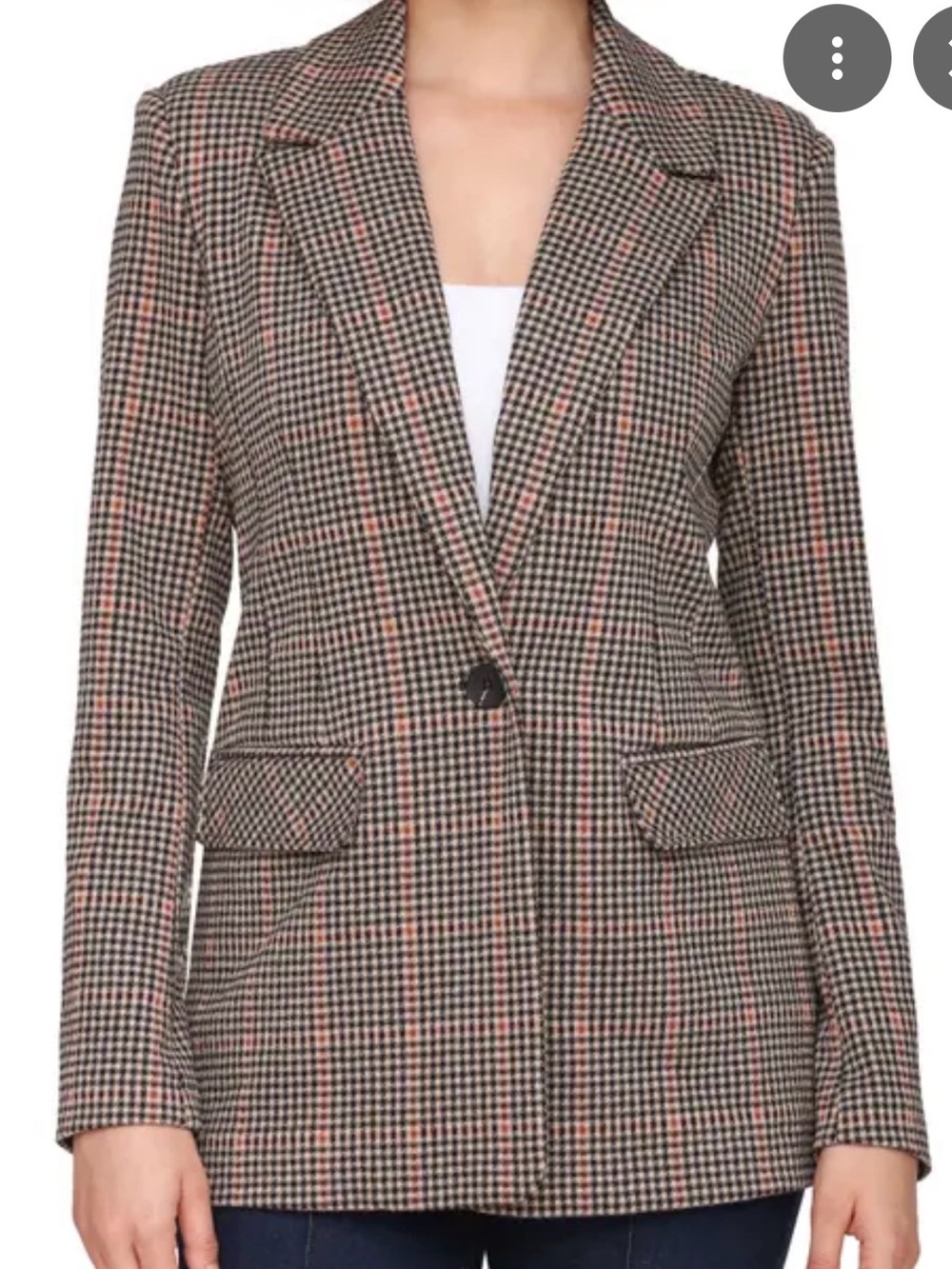 EUC Tailored One-Button Blazer Plaid SZ L